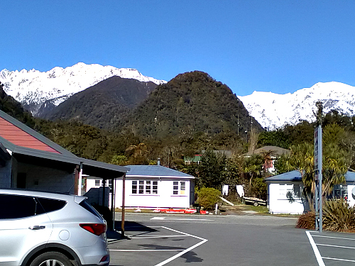 The view from the car park at the Alpine Glacier Motel Franz Josef