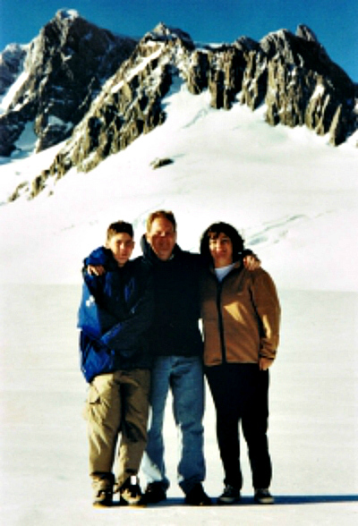 Here we are back in 1998 standing on the neve at Franz Josef (apologies for the poor quality pic)