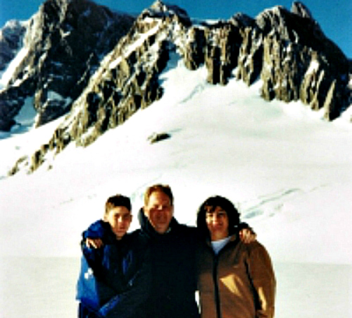Here we are back in about 1998 on the snow fields above Franz Josef Glacier (sorry about the poor picture quality)