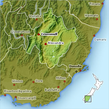 Central Otago location map