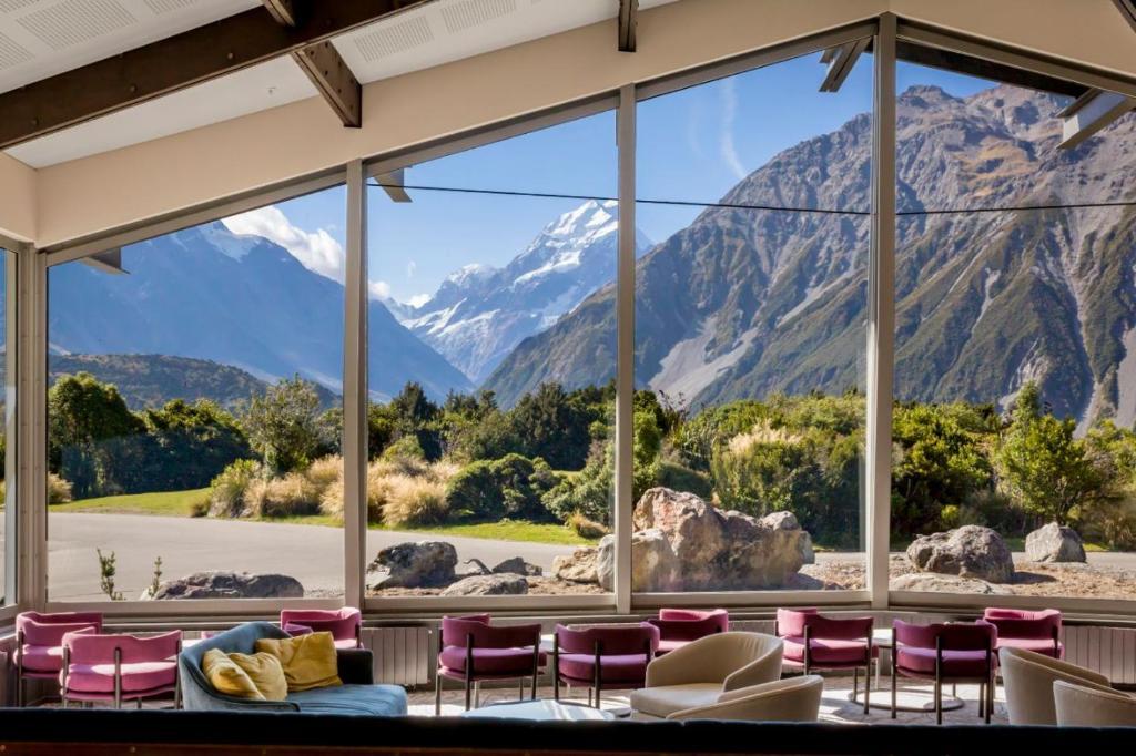 View from dining room at The Hermitage Aoraki Mt Cook