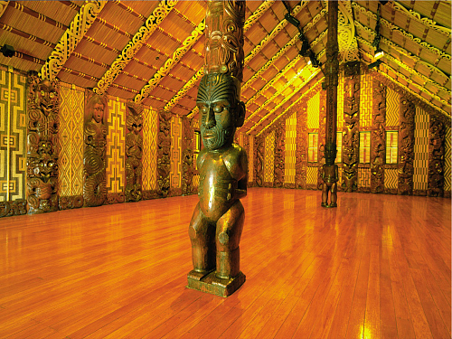 Inside the Waitangi Meeting House. Image courtesy Destination Northland