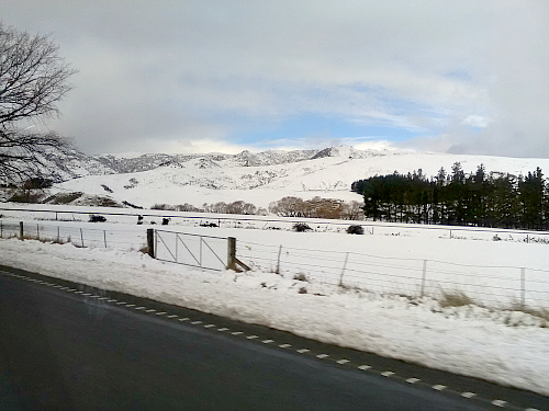 snow on the ranges north of Christchurch