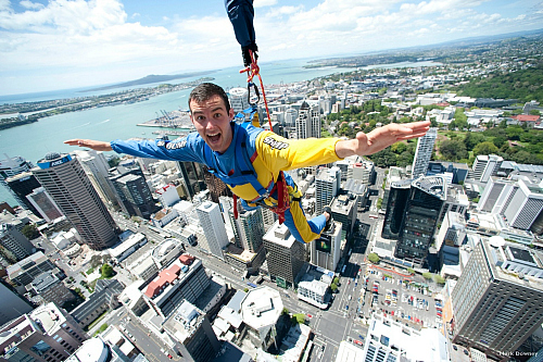 Thrills galore on Sky Jump from Auckland's Sky Tower - pic courtesy Mark Downey