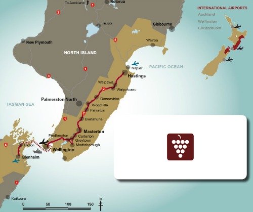 Route map - courtesy Classic New Zealand Wine Trail