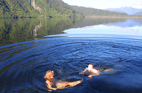 Relaxing in Lake Brunner - pic courtesy golakebrunner.co.nz