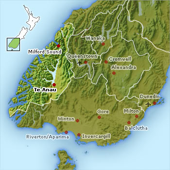 Fiordland New Zealand location map